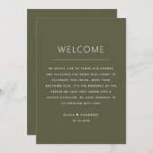 Muted Olive Green Timeline | Woodland Wedding  招待状 (正面/裏面)