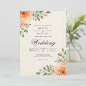Muted Orange Blossom Arch Wedding 招待状 (スタンド正面)