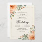 Muted Orange Blossom Arch Wedding 招待状 (正面/裏面)