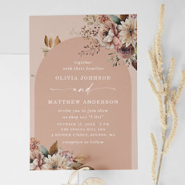 Muted Peach Blush Arch Wedding | フローラルQR詳細 招待状
