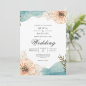 Muted Peach Botanical Flourish Wedding 招待状 (スタンド正面)