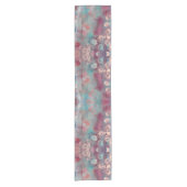 Muted pink and blue abstract flowers ショートテーブルランナー (正面)