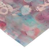 Muted pink and blue abstract flowers ショートテーブルランナー (コーナー)