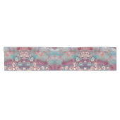 Muted pink and blue abstract flowers ショートテーブルランナー (横)