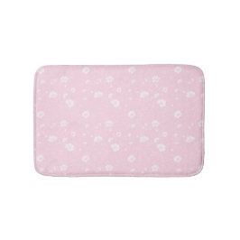 Muted Pink And White Wildflower Pattern バスマット