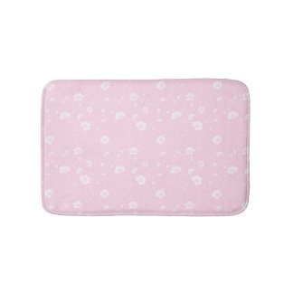 Muted Pink And White Wildflower Pattern バスマット