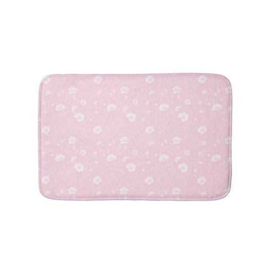 Muted Pink And White Wildflower Pattern バスマット (正面)