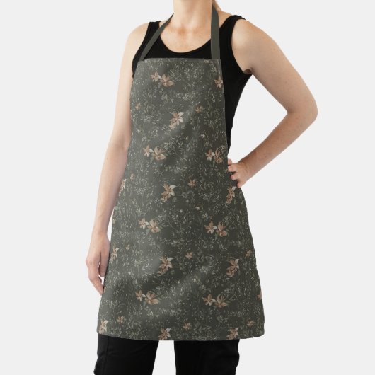 Muted Poinsetta Olive All-Over Print Apron エプロン (インサイチュ)
