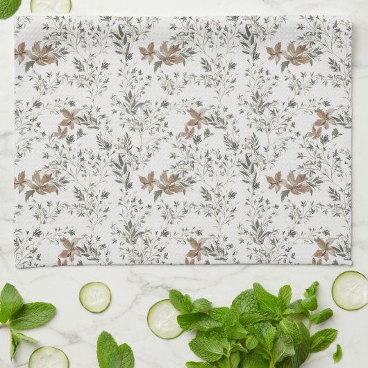 Muted Poinsettas Kitchen Towel キッチンタオル (折り畳み)