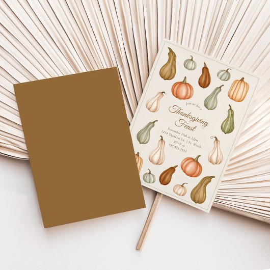 Muted Pumpkin and Gourd Thanksgiving Dinner 招待状