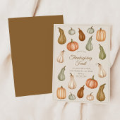 Muted Pumpkin and Gourd Thanksgiving Dinner 招待状