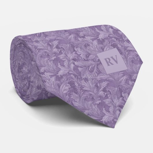 Muted Purple Lavender Damask Flourish ネクタイ (ロール)