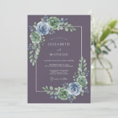 Muted Purple Moody Botanical Wedding 招待状 (スタンド正面)