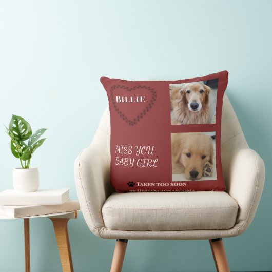 Muted Red Forever Heart Tribute クッション (椅子)