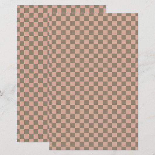 Muted Rose & Sage Checkered Small Scrapbook Paper (正面/裏面)