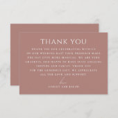 Muted Rosewood Romantic Wedding | Minimalist Сlean サンキューカード (正面/裏面)