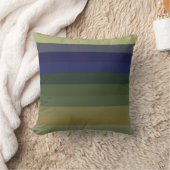 Muted Sage Blues & Olive Green Stripes  クッション (ブランケット)