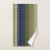 Muted Sage Blues & Olive Green Stripes  バスタオルセット (ハンドタオル)