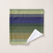 Muted Sage Blues & Olive Green Stripes  バスタオルセット (ウォッシュタオル)