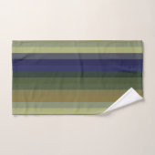Muted Sage Blues & Olive Green Stripes  バスタオルセット (ハンドタオル)