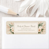 Muted Sage Botanical Gold Frame Return Address ラベル (インサイチュ)