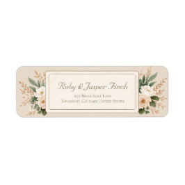 Muted Sage Botanical Gold Frame Return Address ラベル