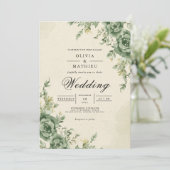 Muted Sage Floral Arch Wedding 招待状 (スタンド正面)