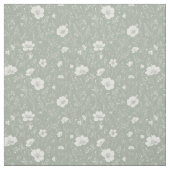 Muted Sage Green And White Wildflower Pattern ファブリック (見本)