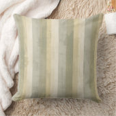 Muted Sage Green Gray Yellow Modern Rustic Stripe クッション (ブランケット)