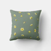 Muted Sage Japanese Winter Cosmos Floral Pattern クッション (裏面)