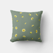 Muted Sage Japanese Winter Cosmos Floral Pattern クッション (正面)