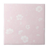 Muted Soft Pink And White Wildflower Pattern タイル (正面)