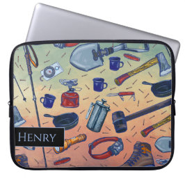 Muted Sunrise Camping Gear Pattern  ラップトップスリーブ