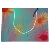 Muted tones abstract sunflowers  ラージペーパーバッグ (正面)