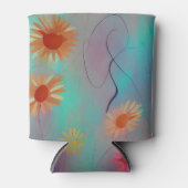 Muted tones abstract sunflowers  缶クーラー (正面)