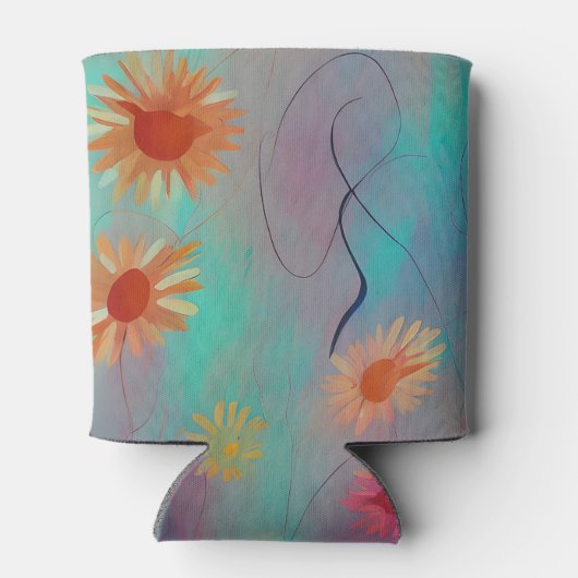 Muted tones abstract sunflowers  缶クーラー (裏面)