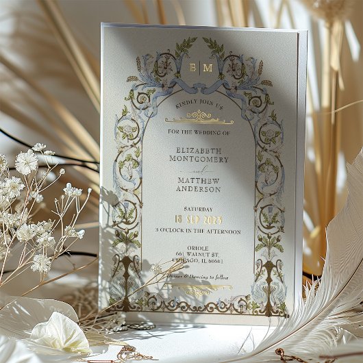 Muted Victorian Royal Elegance Wedding Invitations 箔招待状