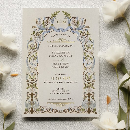 Muted Victorian Royal Elegance Wedding Invitations 箔招待状