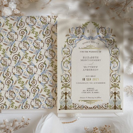 Muted Victorian Royal Elegance Wedding Invitations 箔招待状