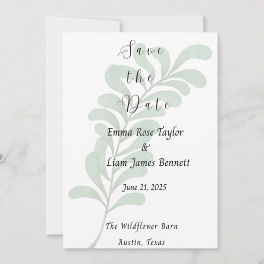 Muted Vines Save the Date Card 招待状 (正面)