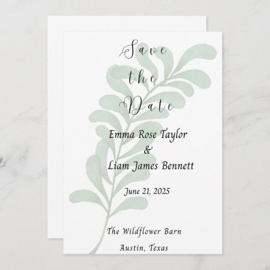 Muted Vines Save the Date Card 招待状 (正面/裏面)