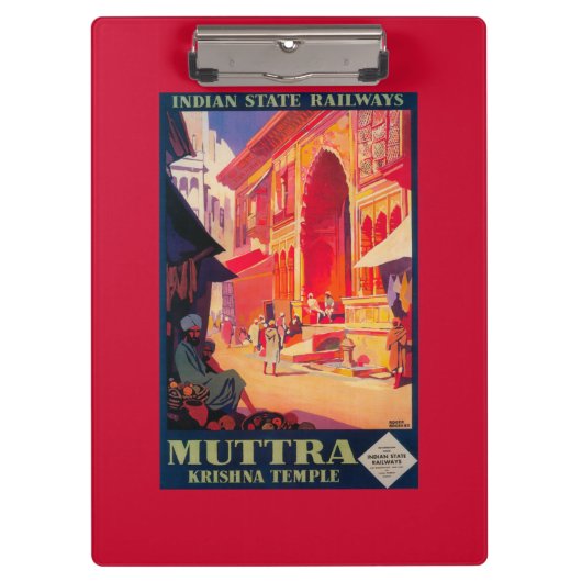 Muttra Krishnaの寺院旅行ポスター クリップボード (正面)