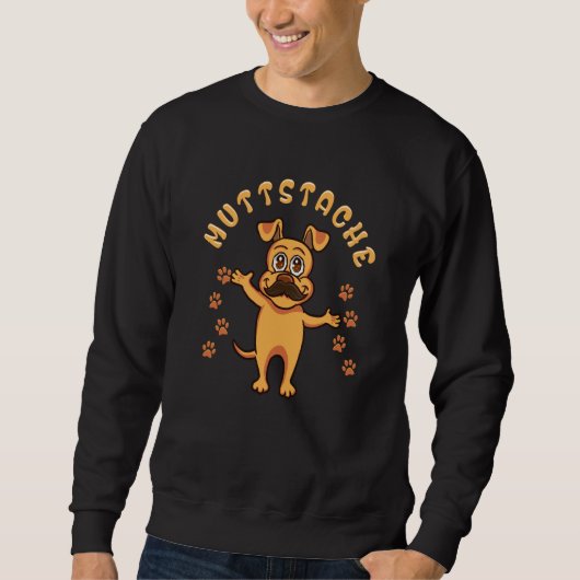 MuttStache Humorous Dog With Beard Mutt Mustache スウェットシャツ (正面)