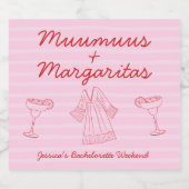 Muumuus & Margaritas Pink & Red Bachelorette リキュールボトルラベル (シングルラベル)