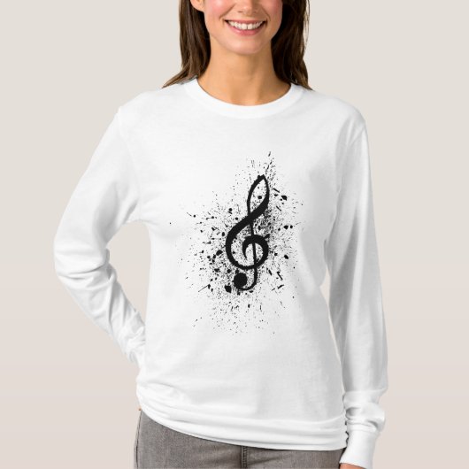Muzikale bladmuziek muzieknoten patroon. Muziek Tシャツ (正面)