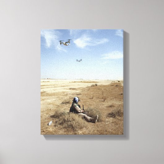 MV-22Bオスプレイは米海軍病院コルpsmを飛ぶ キャンバスプリント (正面)