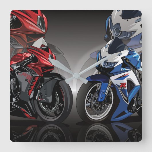 MV Agusta F3 x Suzuki GSX-R スクエア壁時計 (正面)