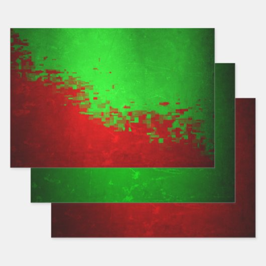 MVBデジタルフェイクフォイル羊皮紙赤緑デザイン ラッピングペーパーシート (セット)