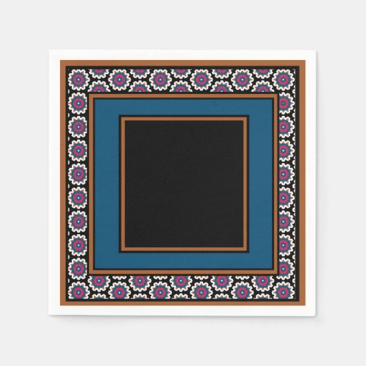 MVBメキシコモノグラム可能アクセント縁どデザイン1 スタンダードカクテルナプキン (正面)