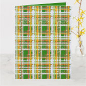 MVB Fall Plaid Green/Orange/Yellow Design カード (黄色い花)